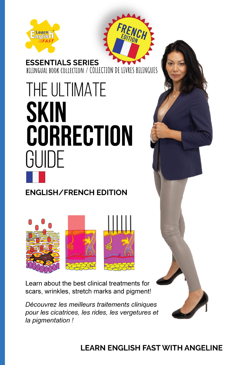 English french bilingual book on scar removal and pigmentation treatments