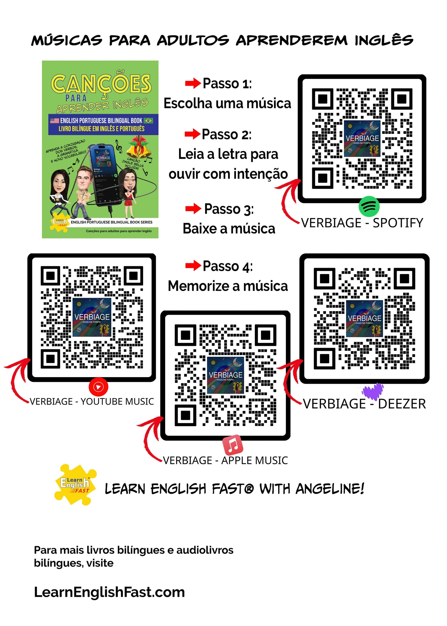 Songs For Learning English: English–Portuguese Bilingual Book (PDF Edition)
