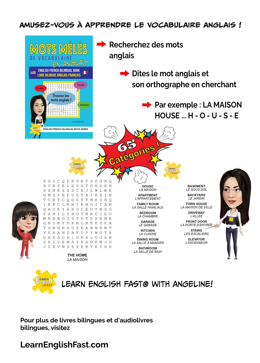 English Vocabulary Word Searches: English–French Bilingual Book (PDF Edition)