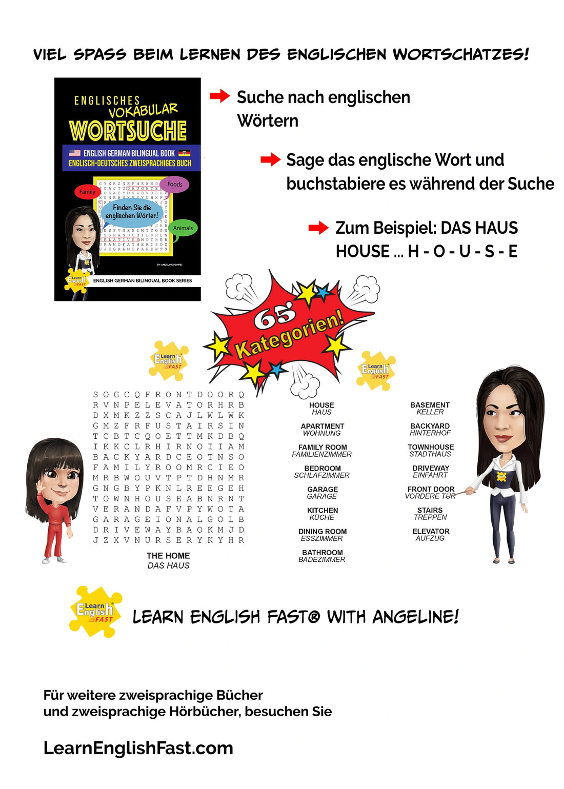 English Vocabulary Word Searches: English–German Bilingual Book (PDF Edition)