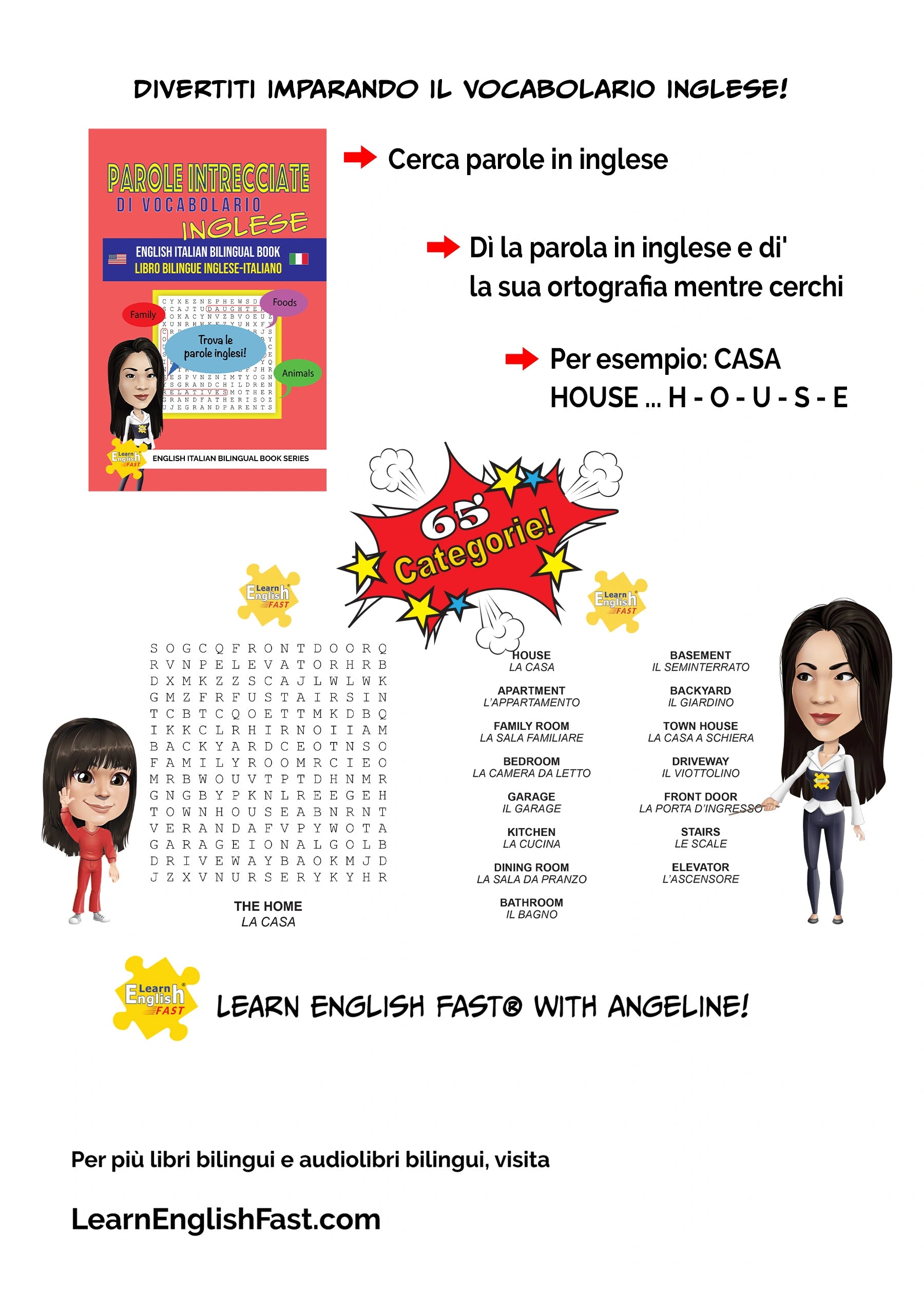 English Vocabulary Word Searches: English–Italian Bilingual Book (PDF Edition)