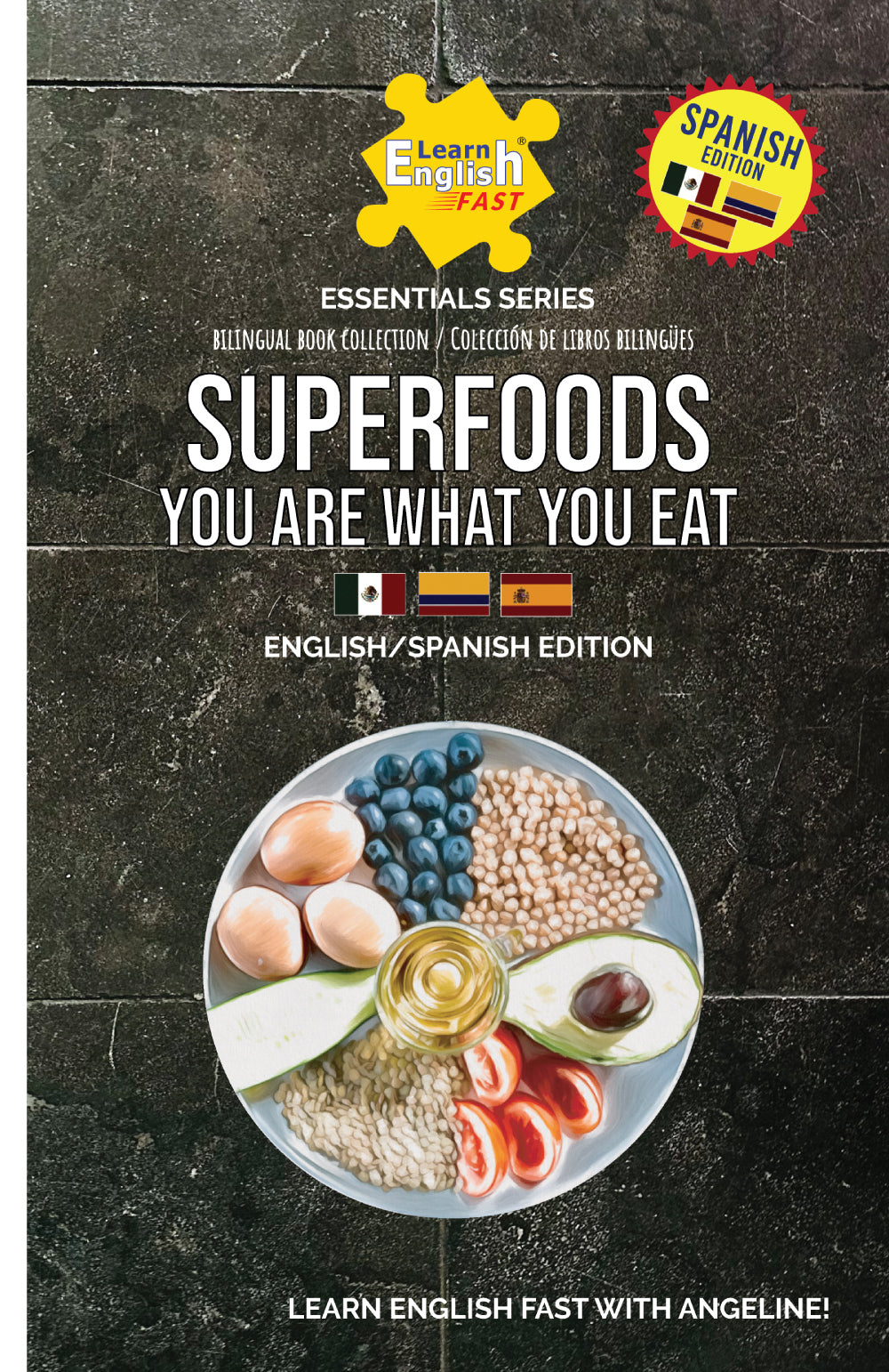 libro bilingue ingles español sobre alimentos cocidos o crudos